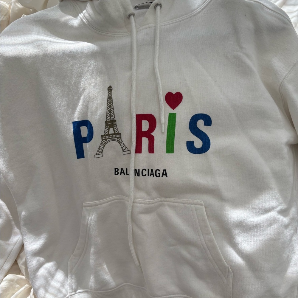 Balenciaga White Fleece Hoodie